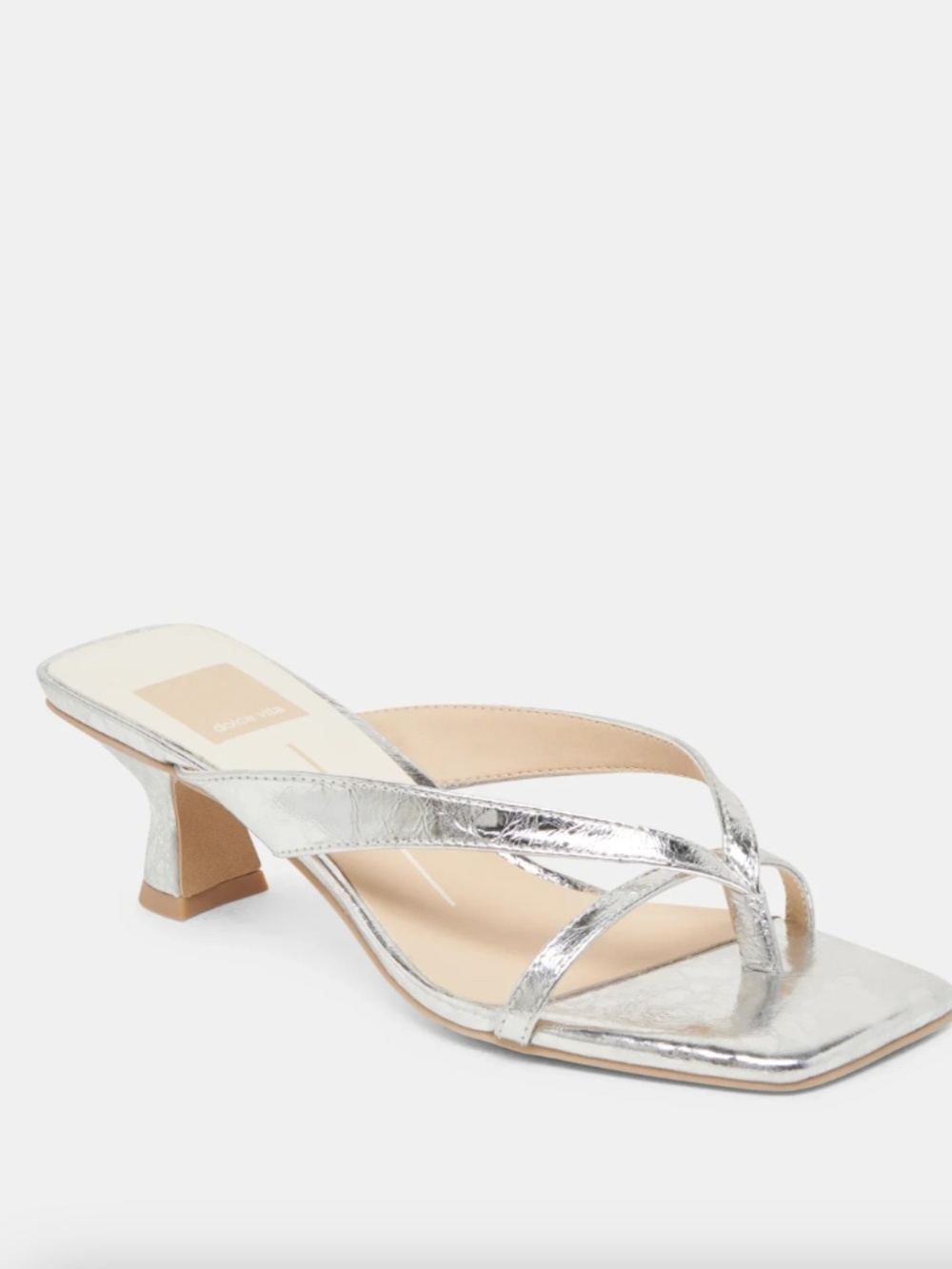 Dolce Vita Silver Distressed Metallic Kitten Heel Flip Flop Thong Sandal Sz 6.5